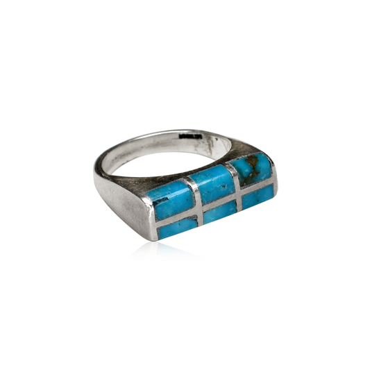 Gridline Vintage Channel Inlay Morenci Turquoise Ring