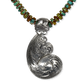 Turquoise Heishi Bead Necklace with Scroll Cut Sterling Pendant by Tim Shatraw