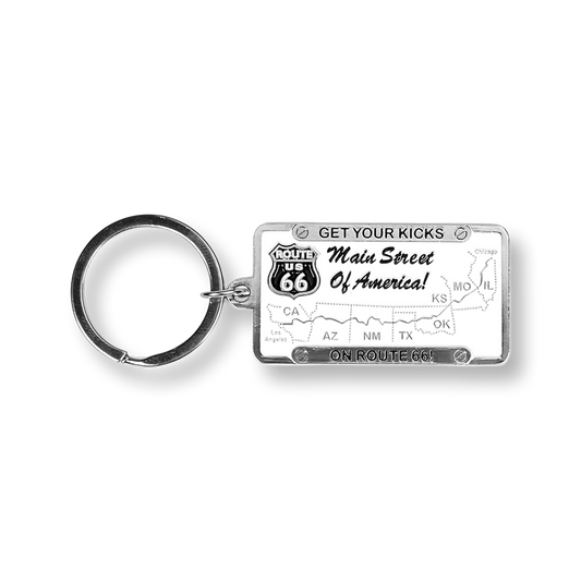 Route 66 Metal License Plate Keychain