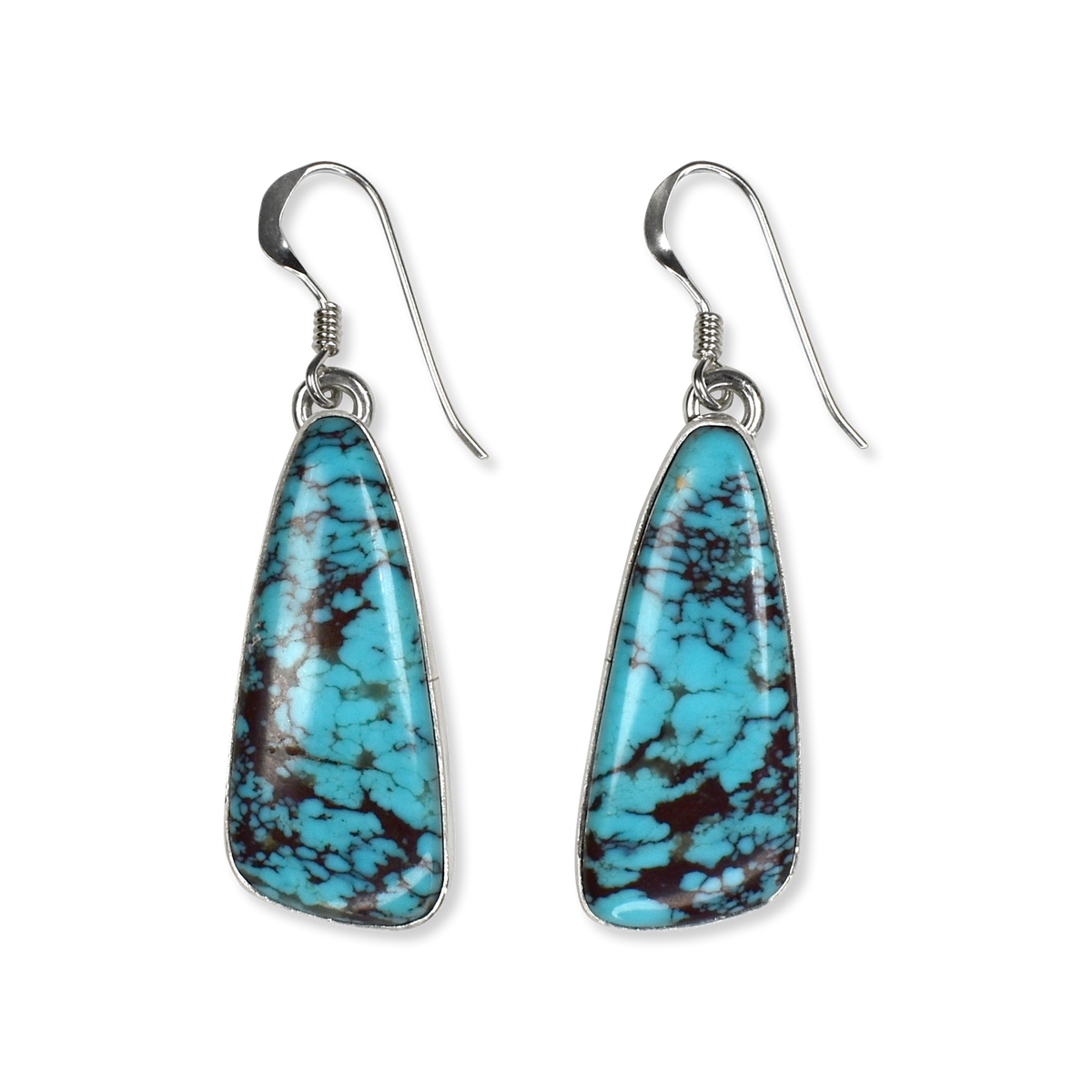 Deep Blue Kingman Turquoise Oblong Slab Earrings by Teller Indian Jewelry