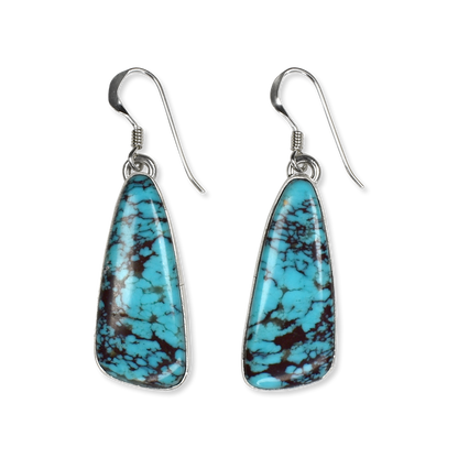 Deep Blue Kingman Turquoise Oblong Slab Earrings by Teller Indian Jewelry