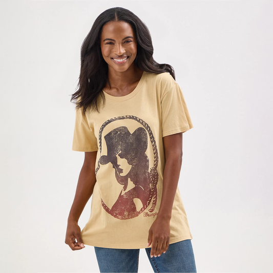 Women's Wrangler Cowgirl Cameo Graphic Boyfriend Tee - Biscuit