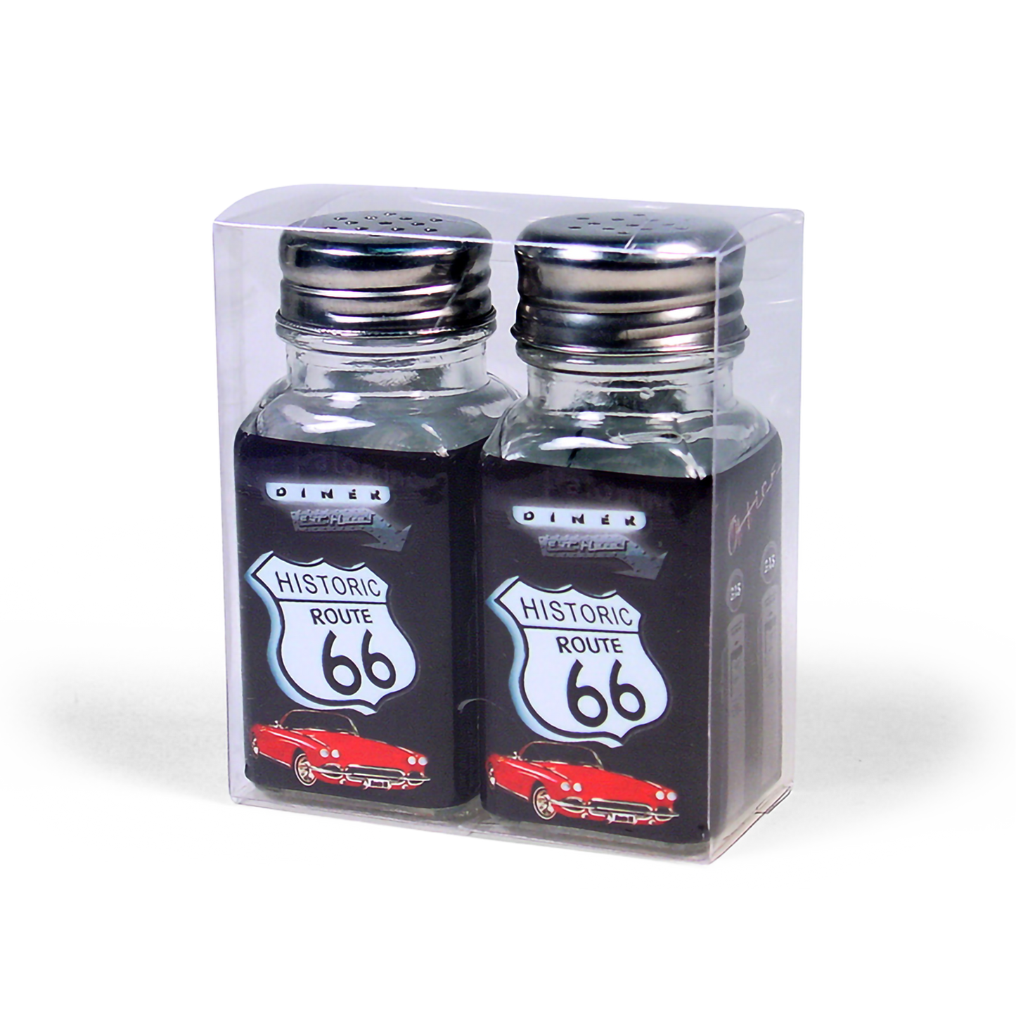 Route 66 Square Glass Salt and Pepper Shaker Set