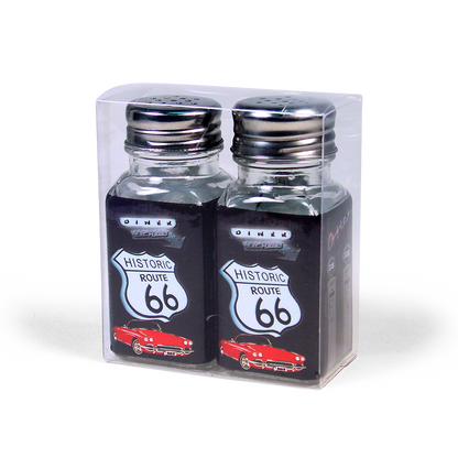 Route 66 Square Glass Salt and Pepper Shaker Set
