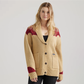 Wrangler Women's Long Live Cowboys Shawl Collar Cardigan Sweater - Tan