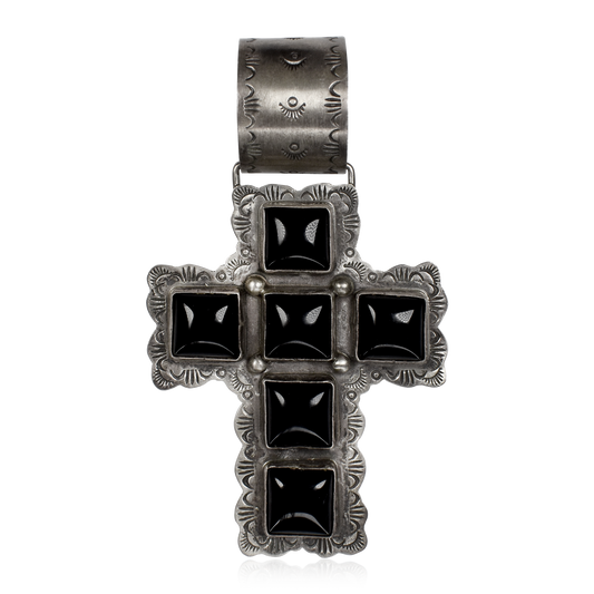 Six Stone Onyx Cross Pendant by Rocki Gorman