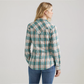 Wrangler Women's Plaid Slim Western Snap Shirt - Sky Blue