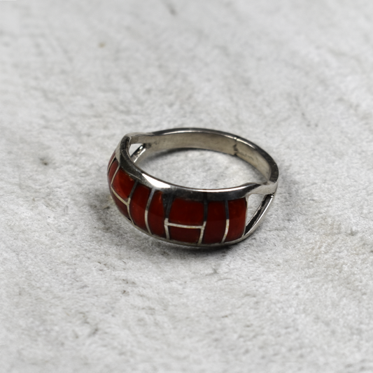 Coral Two by Two Channel Inlay Ring