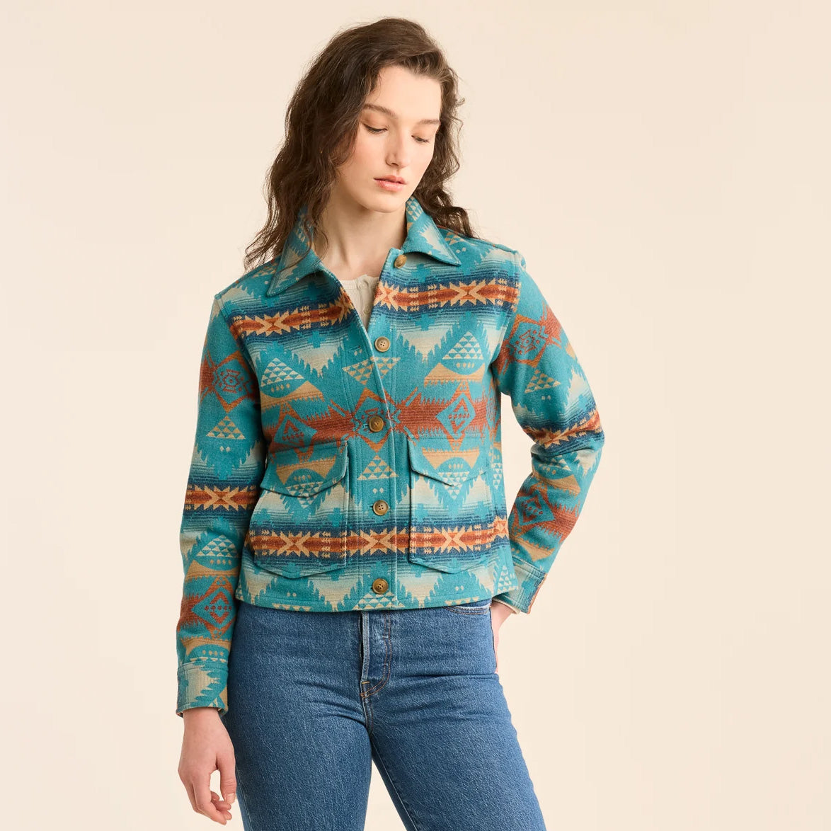 Pendleton Women's  Lowell Wool Jacket - Turquoise Nehalem