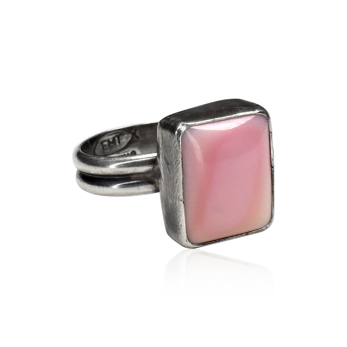 Square Pink Conch Shell Ring by Teller Indian Jewelry