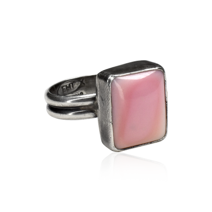 Square Pink Conch Shell Ring by Teller Indian Jewelry