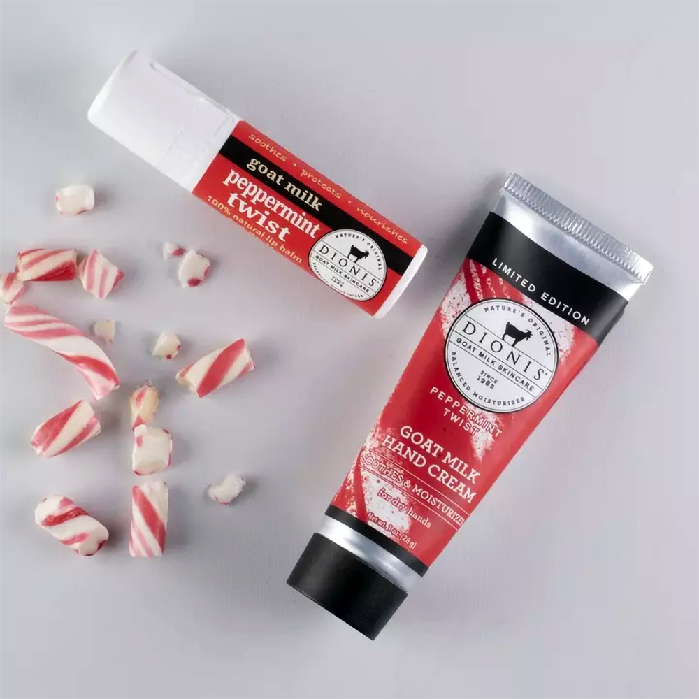 Peppermint Twist Goat Milk Lip Balm & Hand Cream Gift Set