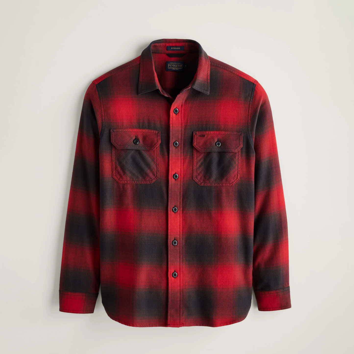 Pendleton Men's Plaid Burnside Doublebrushed Flannel Shirt - Black/Red Plaid