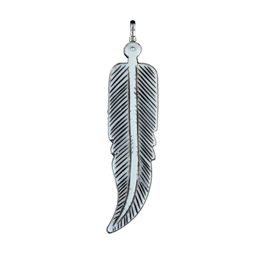 Coreen Cordova Large White & Black Feather Pendant