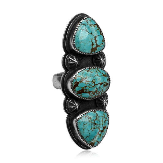 Number 8 Turquoise Large Three Stone Ring by Justin Biltonen