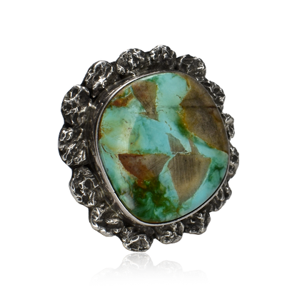 Painted Earth Square Royston Turquoise Ring by Benajmin Piaso