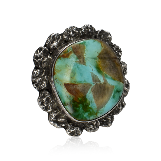 Painted Earth Square Royston Turquoise Ring by Benajmin Piaso