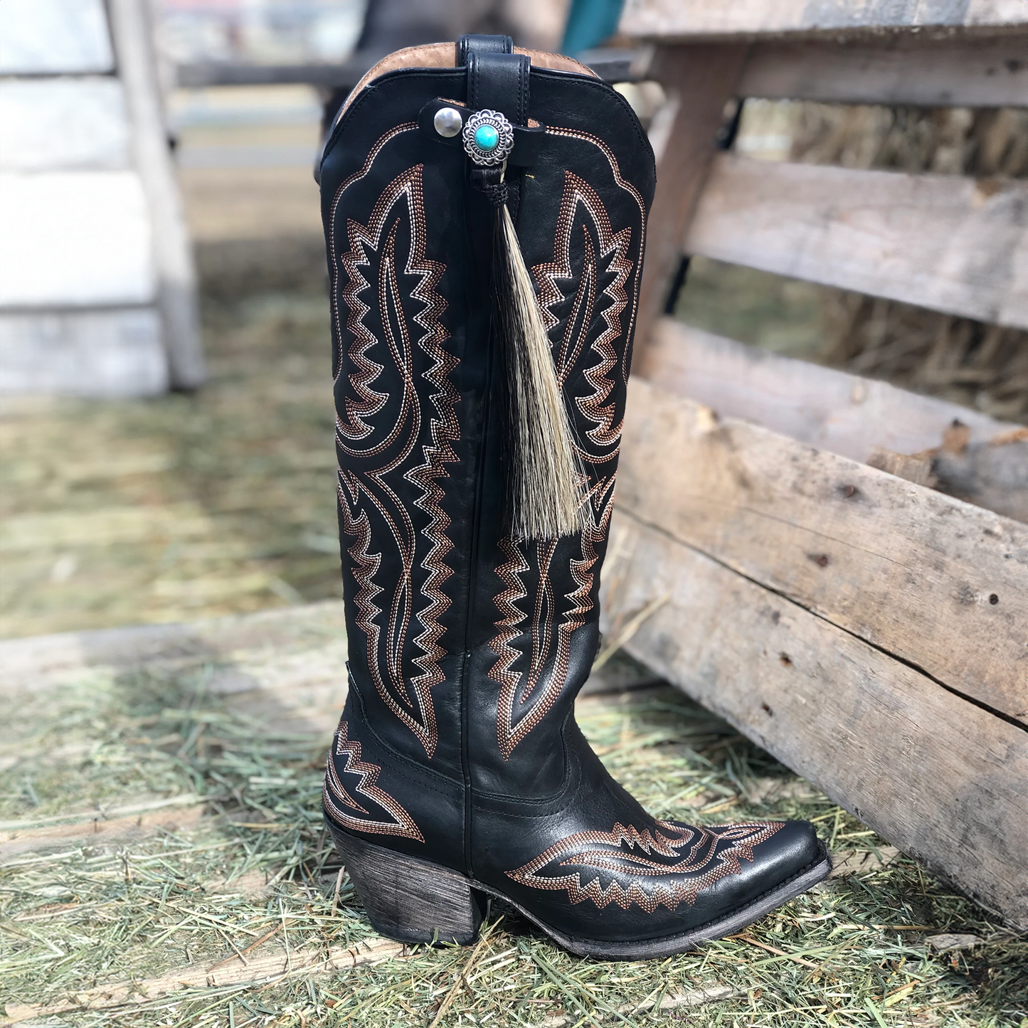 Turquoise Scallop Concho Boot Tassel