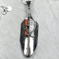 Prayer Feather Pendant Necklace with Noble Coral Baguette Inlay by Mathilda Benally