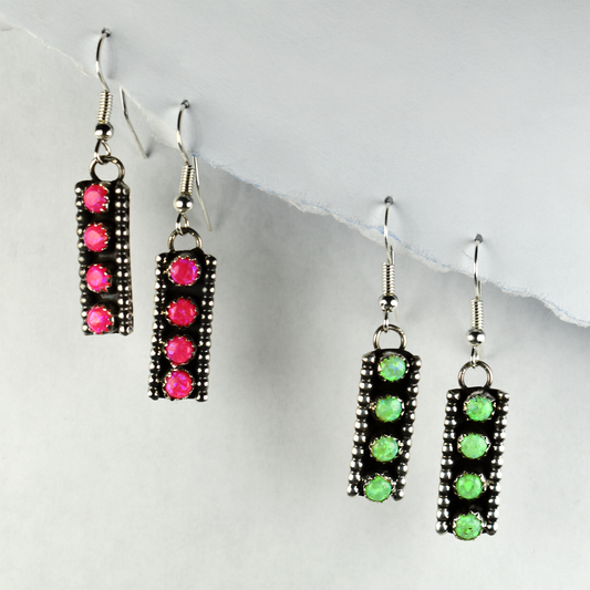 Rectangle Dangle Earrings with Metalwork by Ester White