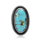 Number 8 Turquoise Oval Ring with Rope Border by Justin Biltonen