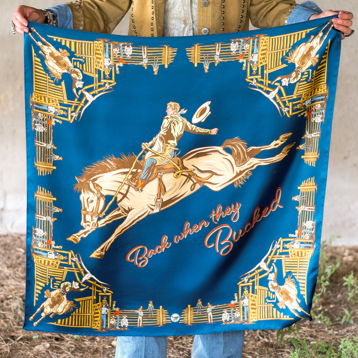 Fringe "Back When They Bucked" by David Bond Silk Wild Rag