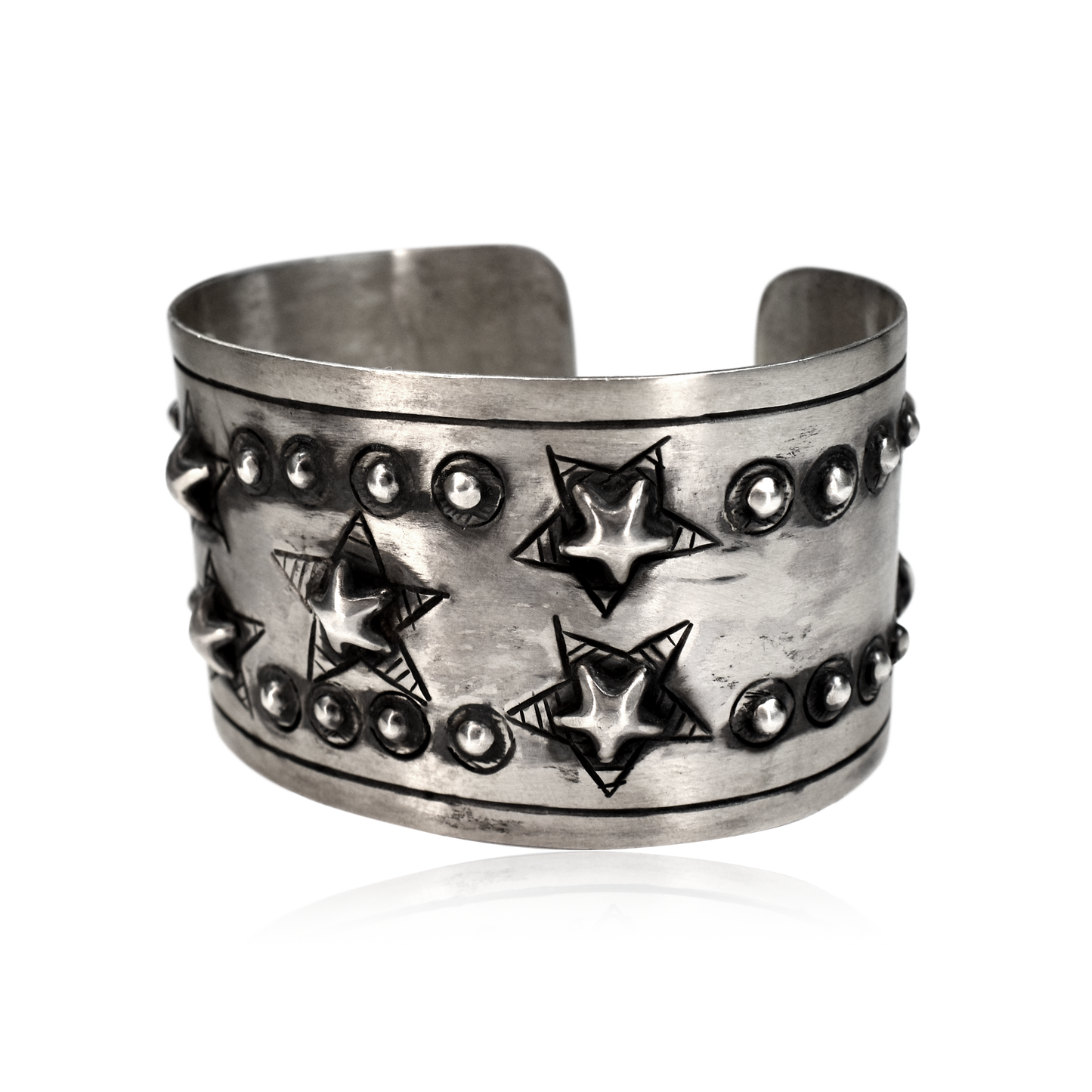 Starry Stamped Silver Cuff by Rocki Gorman