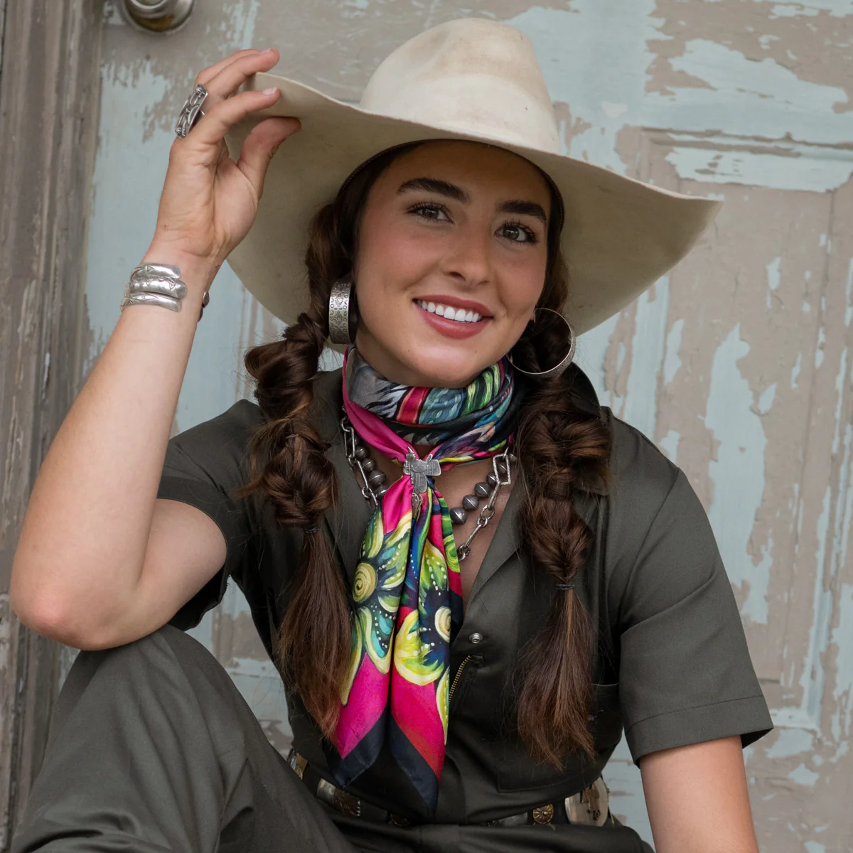 Fringe "He Dog" by Courtney Robertson Silk Wild Rag