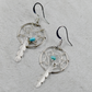 Wire Wrapped Turquoise Dreamcatcher Earrings with Spirit Feather by Lorenzo Arviso