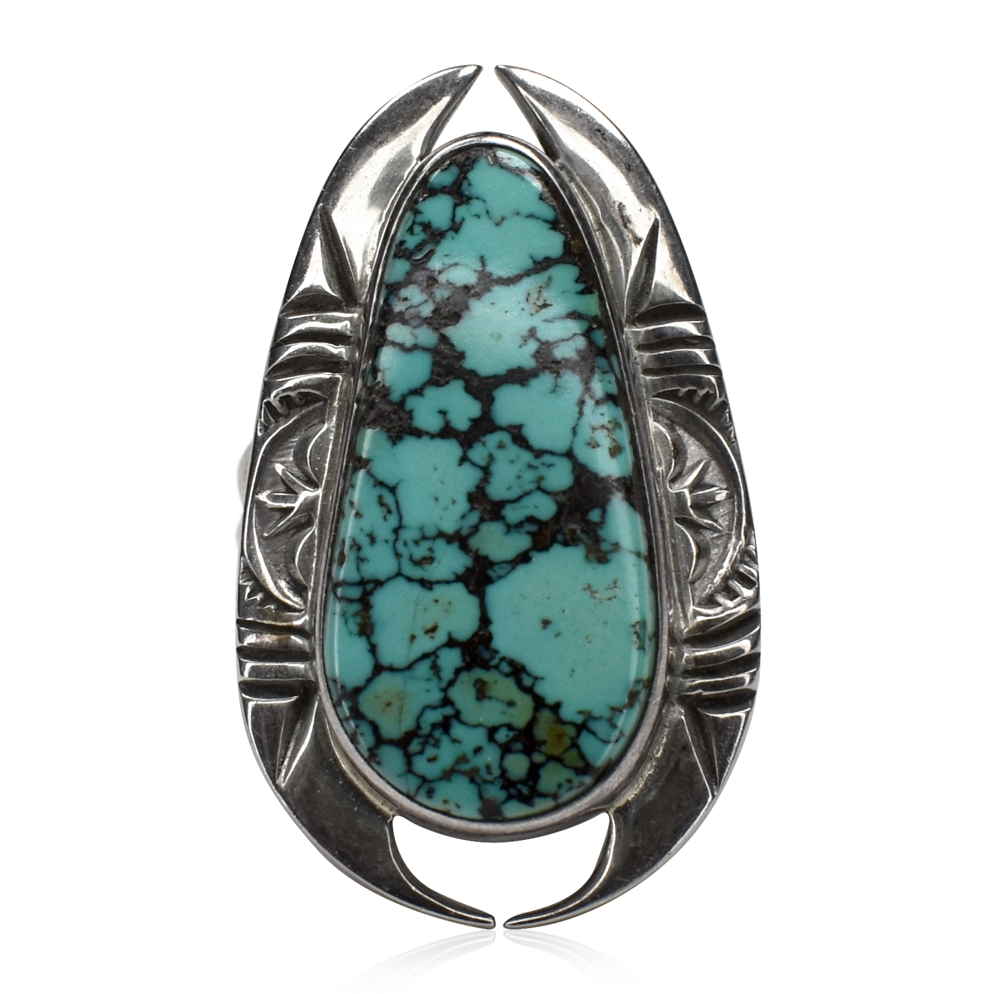 Blue Diamond Turquoise Stamped Vintage Cutout Ring