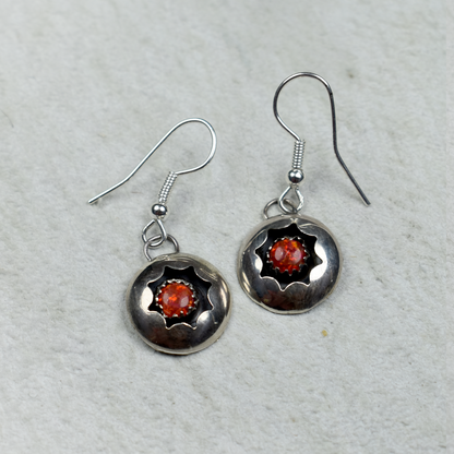 Opal Circular Shadowbox Dangle Earrings by Janice Spencer