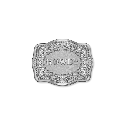 Silver Mini Belt Buckle Adjustable Ring - Howdy