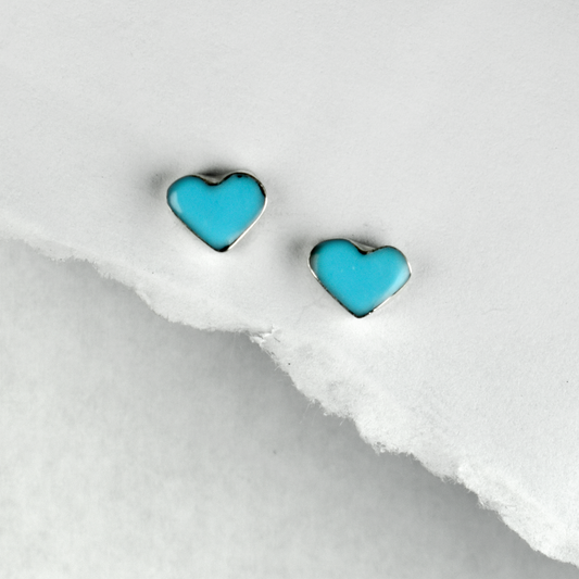 Sleeping Beauty Turquoise Heart Stud Earrings by Dorothy Neha