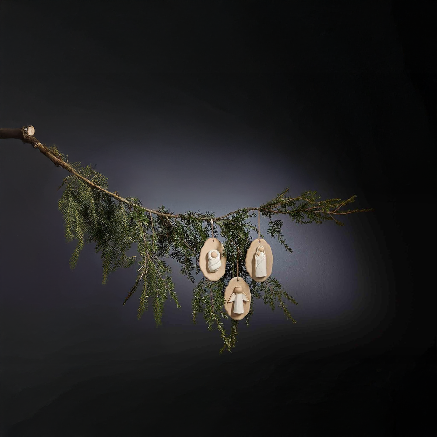 Milk Glaze Stoneware Nativity Ornament