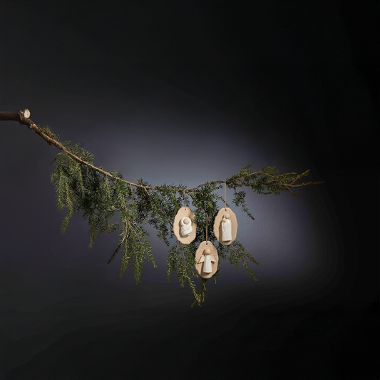 Milk Glaze Stoneware Nativity Ornament