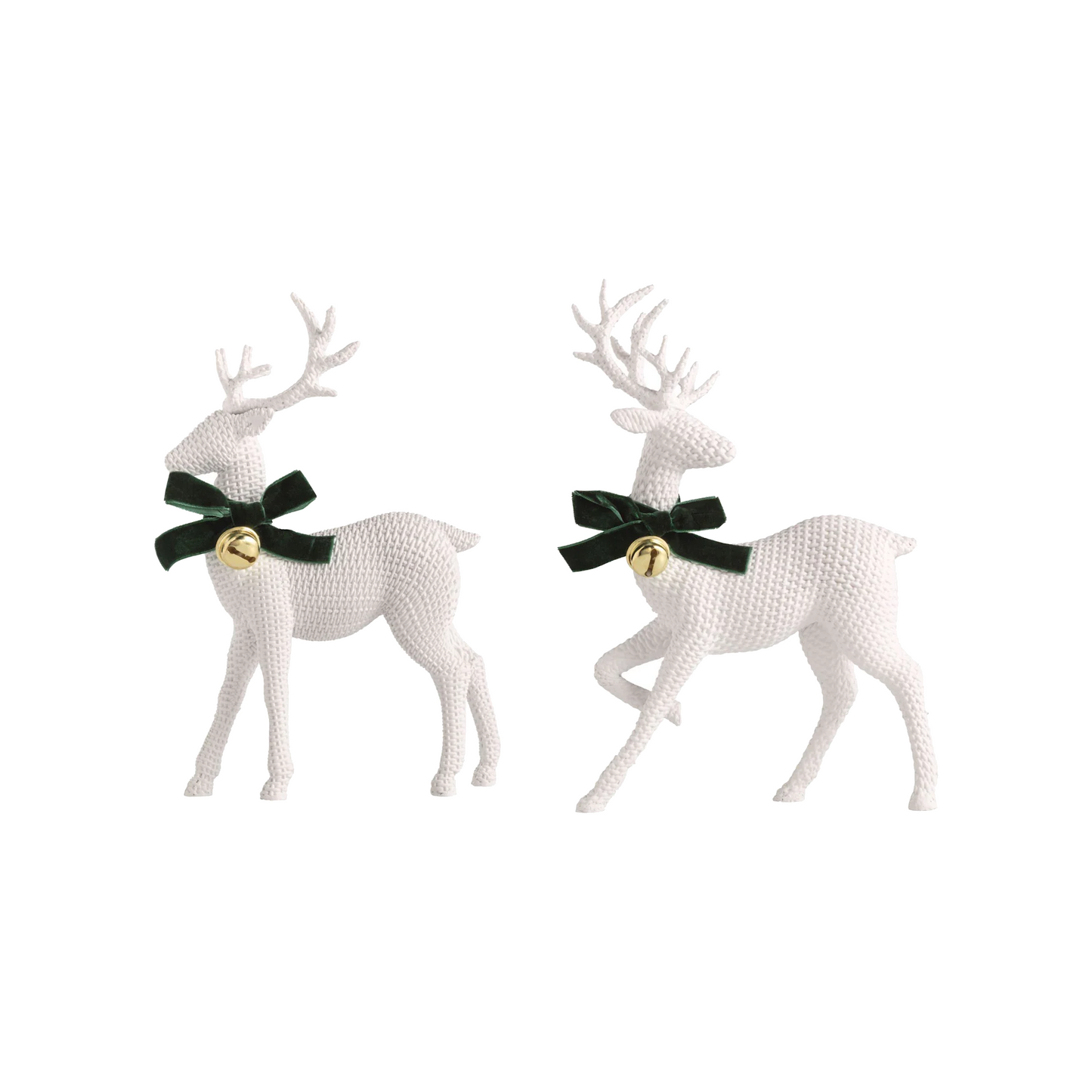 Rattan Resin Deer with Jingle Bell Bow