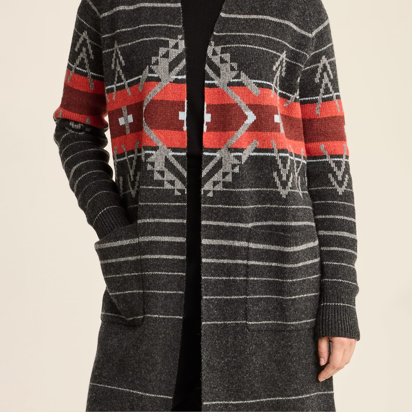 Pendleton Women's Lambswool Duster Cardigan - Black Heather Multi