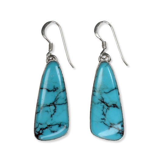 Light Blue Kingman Turquoise Oblong Slab Earrings by Teller Indian Jewelry