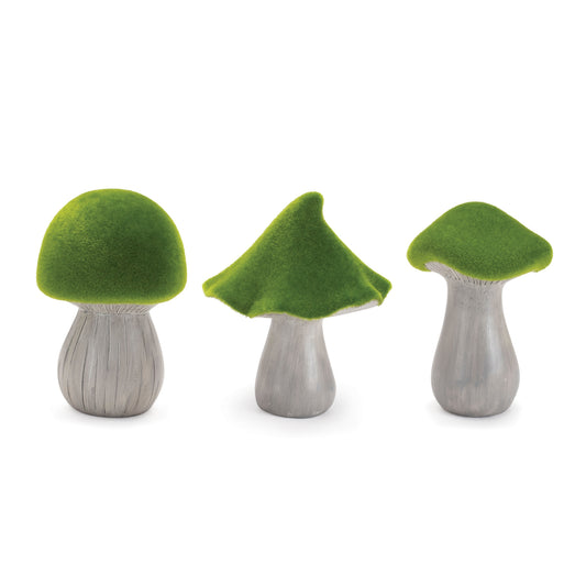 Faux Moss Resin Mushroom Figurines