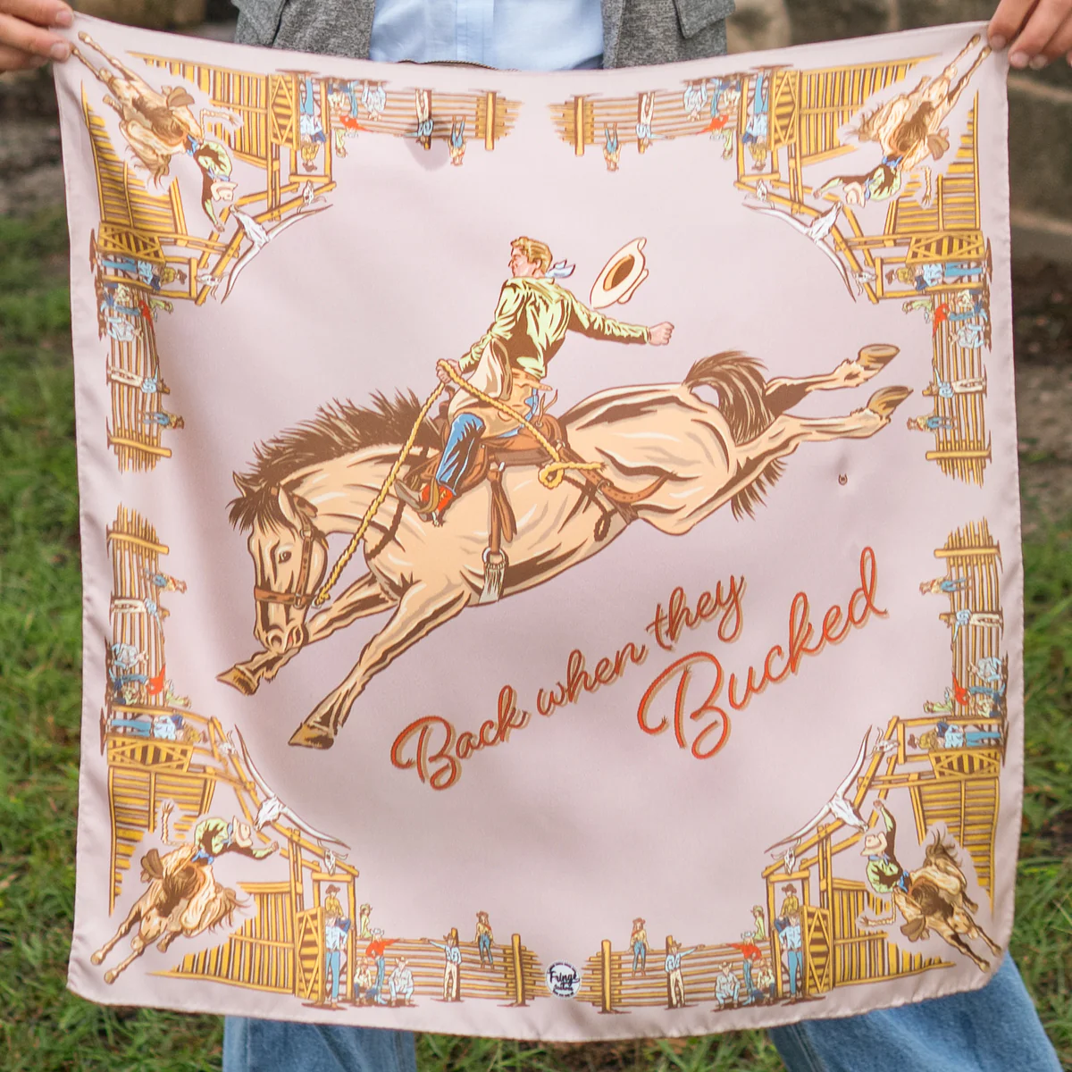 Fringe "Back When They Bucked" by David Bond Silk Wild Rag