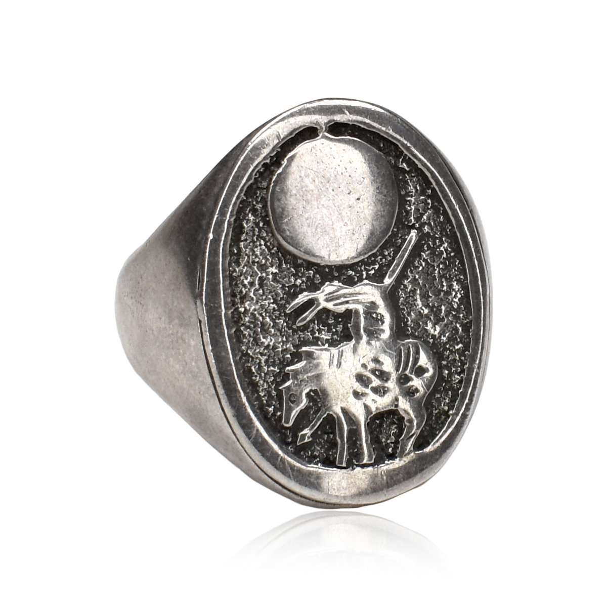 End of the Trail Ring Sterling Silver Vintage Signet Ring by Gibson Gene