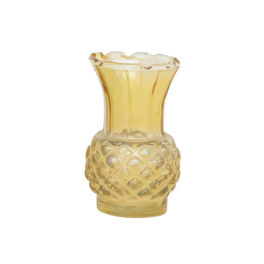 Debossed Glass Vase - Yellow