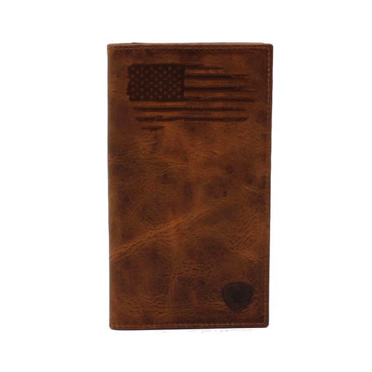 Ariat® Men's Brown Distressed USA Flag Rodeo Wallet