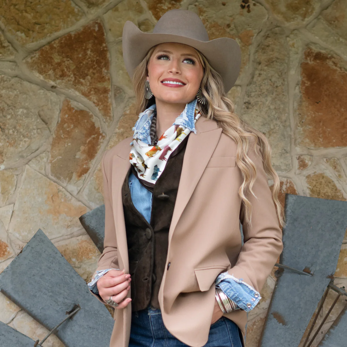 Fringe "Big Pasture" by Dolan Geiman Silk Wild Rag