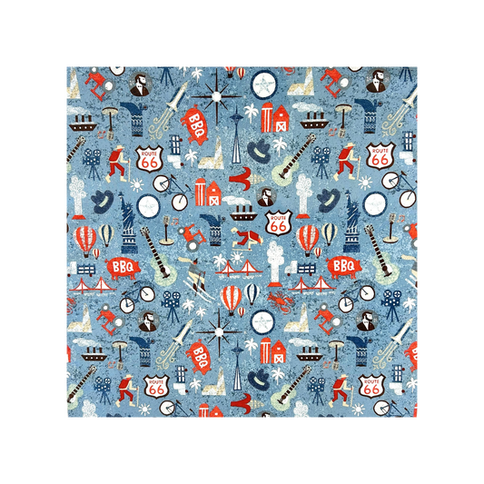 Rockmount Route 66 Retro Western Blue Cotton Bandana