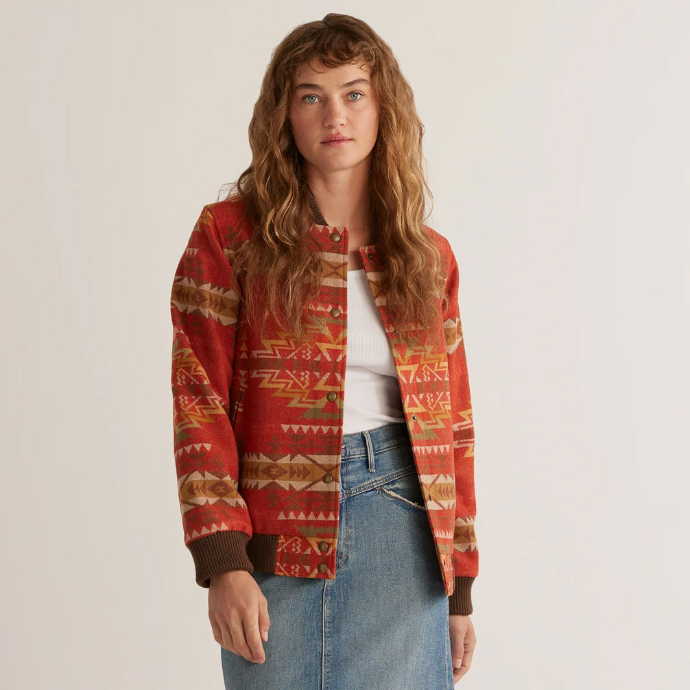 Pendleton Women's Hoyt Wool Bomber - Red Highland Peak