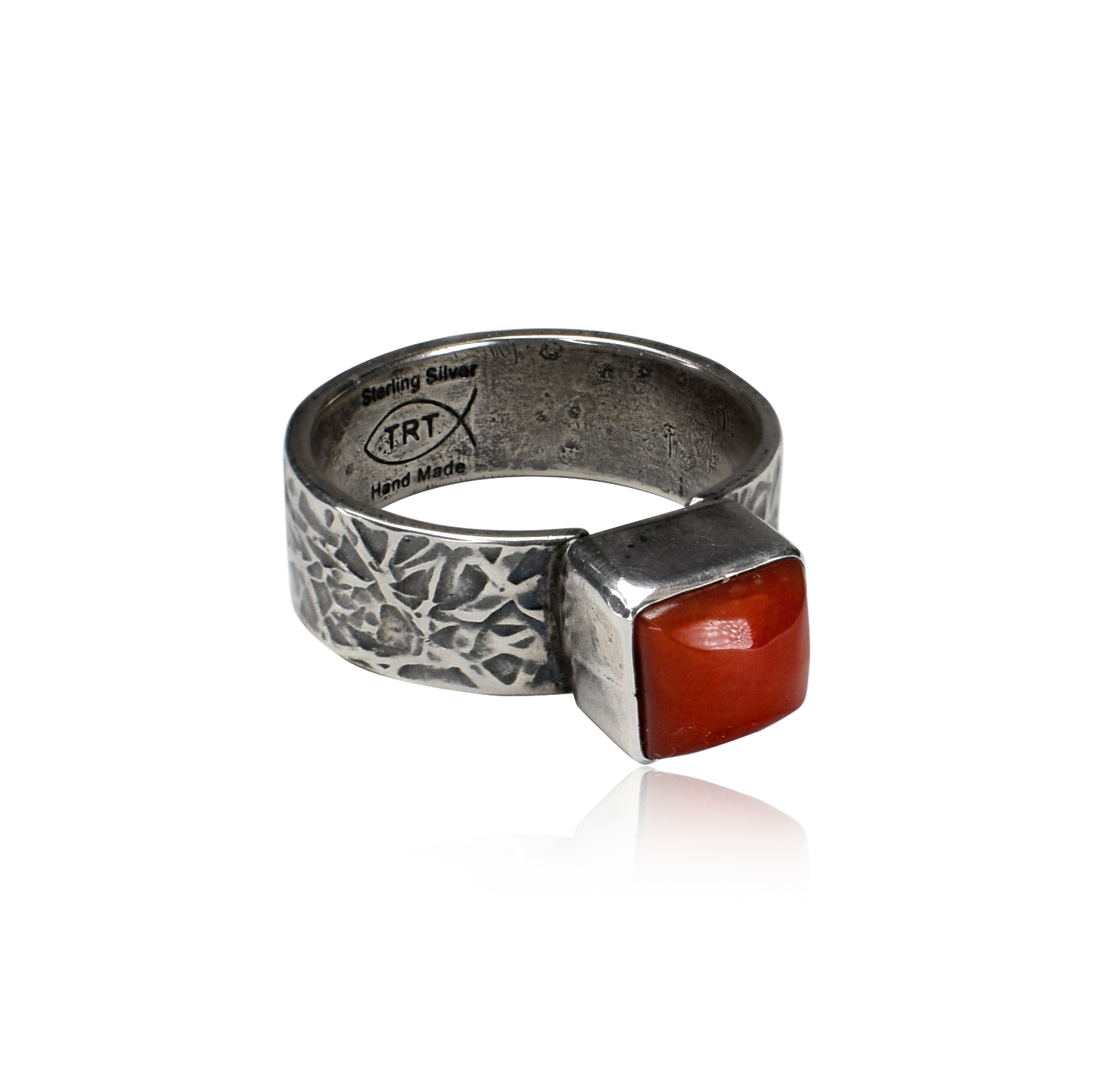 Canyon Ember Square Coral Ring by Travis Teller