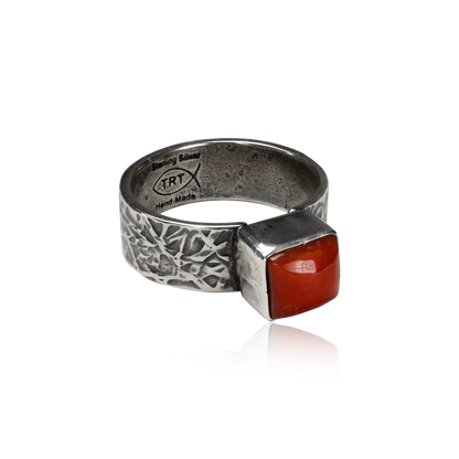 Canyon Ember Square Coral Ring by Travis Teller