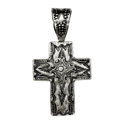Stamped Sunburst Cross Pendant by Rocki Gorman