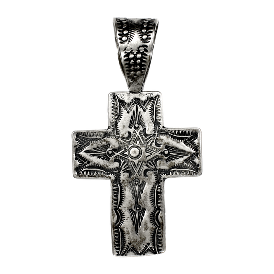 Stamped Sunburst Cross Pendant by Rocki Gorman